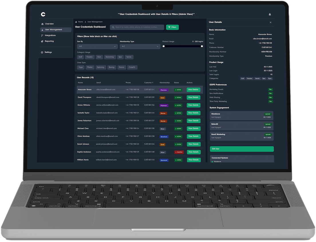 Cornerstone Connect dashboard shown on a laptop